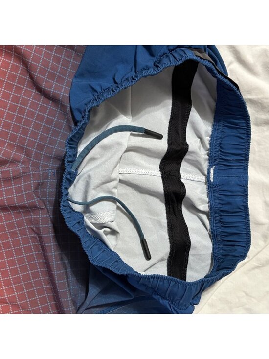 EXCELLENT Lululemon Mens Surge Running Shorts Linerless 7" Gradient Blue Grid M - Picture 8 of 12